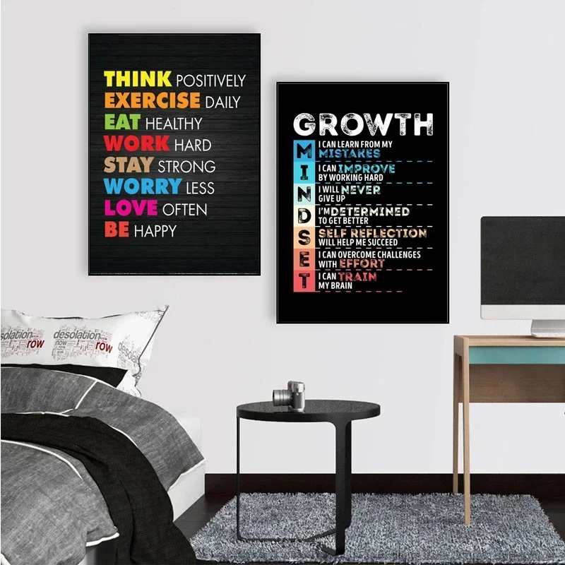 Home Office Room Inspiration - لوحة قماشية تحمل عبارات تحفيزية للنجاح،