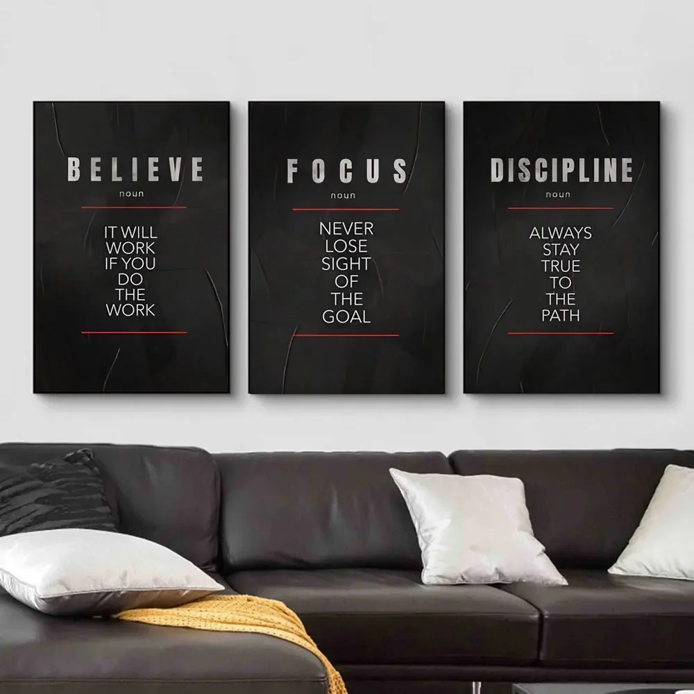 Home Office Room Inspiration - ملصق تعريف الانضباط والتركيز - مطبوعات